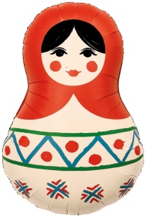 Шар (31''/79 см) Фигура, Матрешка Русский узор, 1 шт. в уп.